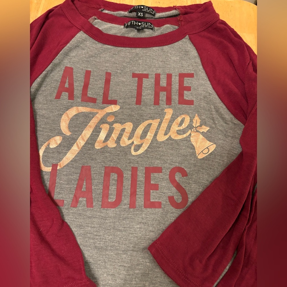 Set of 2 NEW Never Worn All the Jingle Ladies” Holiday Graphic Henley XS